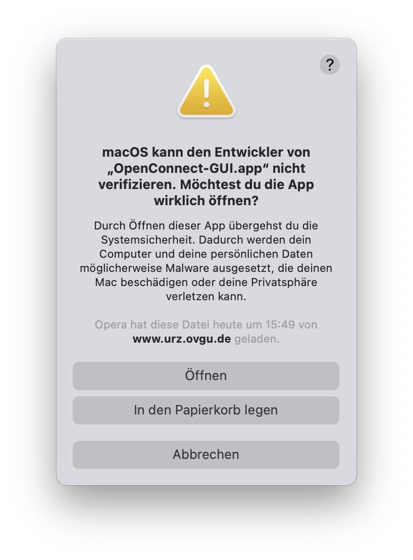 OpenConnect macOS 2 DE