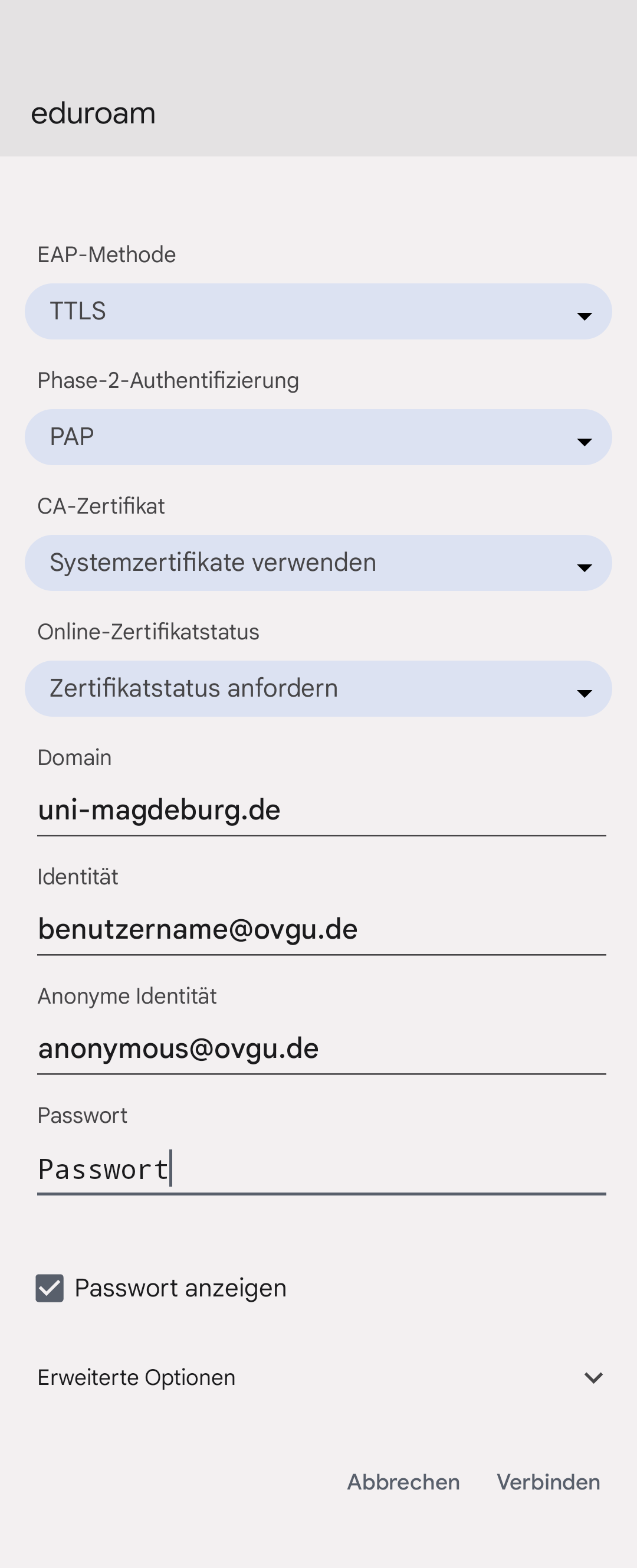 Android 13 eduroam 2 DE