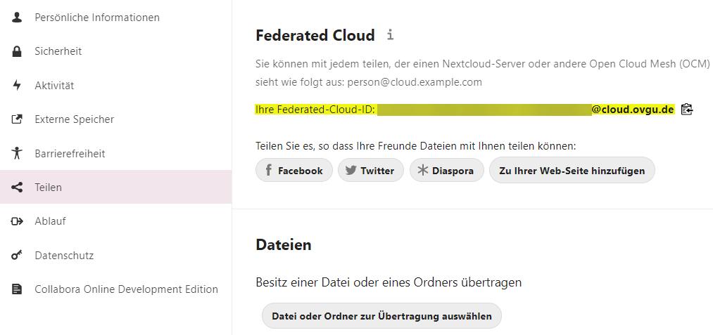 persönliche Federated-Cloud-ID